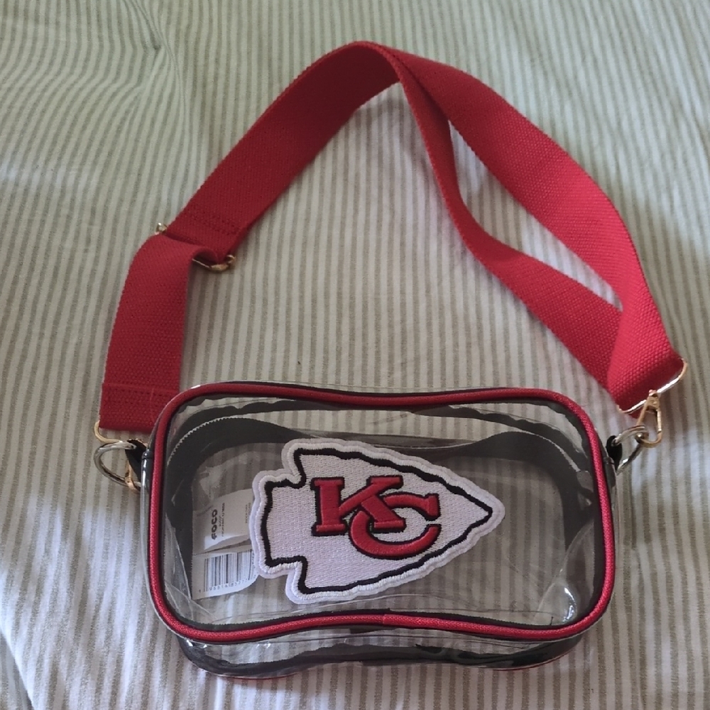 Kansas City Chiefs Clear Crossbody Bag with Red Strap